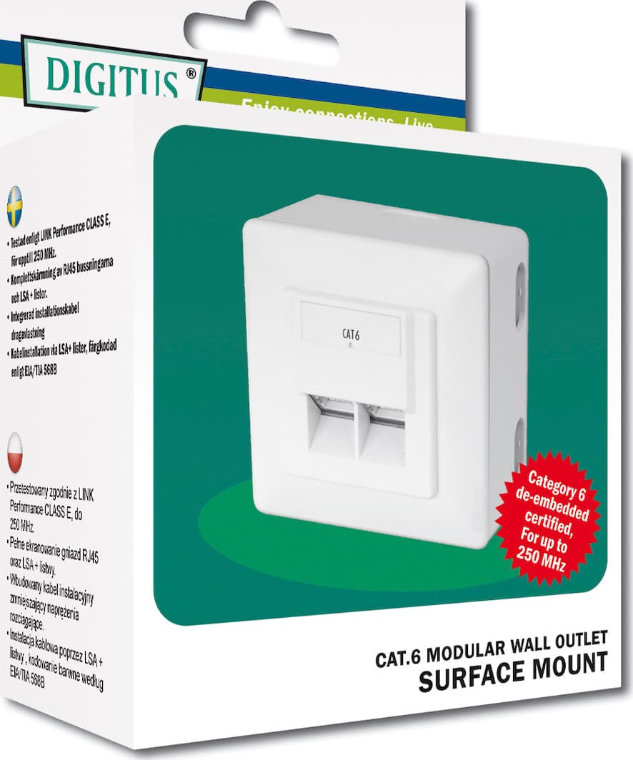 Digitus Διπλή Εξωτερική Πρίζα Δικτύου RJ45 Τύπου Cat6 σε Λευκό Χρώμα DN-9006-N 3