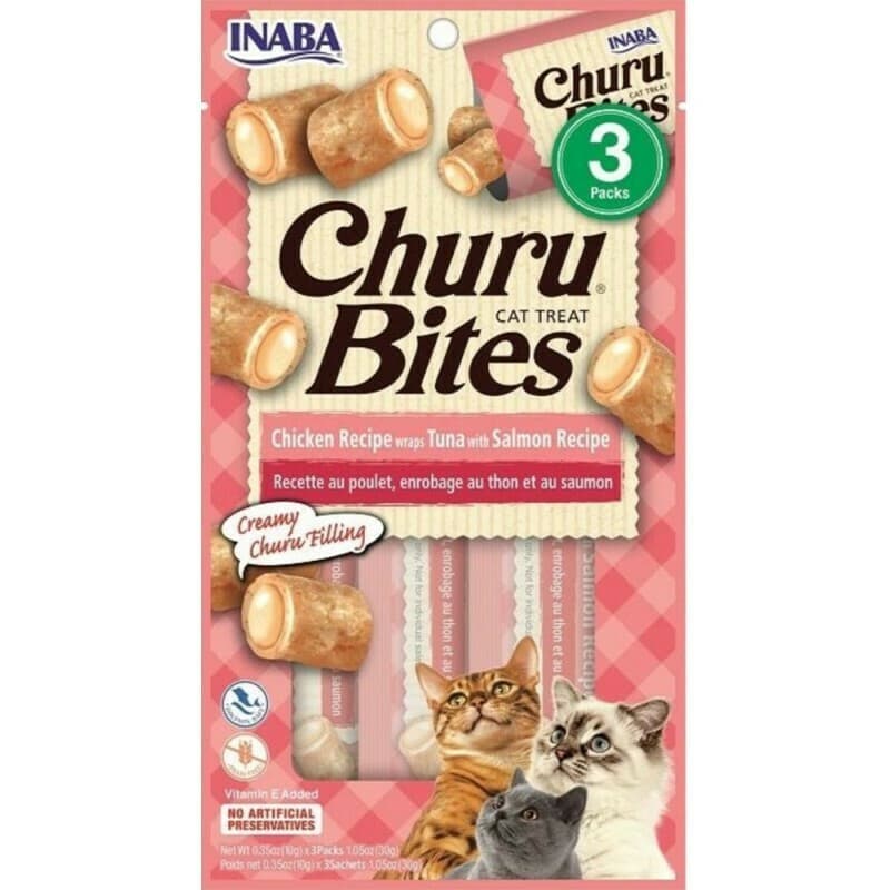 Inaba Churu Bites Λιχουδιές με Κοτόπουλο Chicken, Tuna & Salmon για Ενήλικες Γάτες 10gr IN723 2