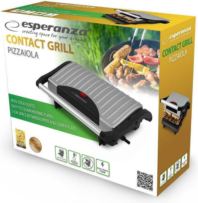 Esperanza Pizzaiola Τοστιέρα για 2 Τοστ 750W Γκρι 4