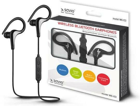 Savio WE-03 In-ear Bluetooth Handsfree Ακουστικά με Αντοχή στον Ιδρώτα Μαύρα 7