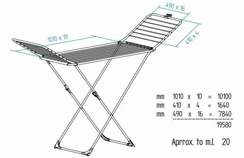 Vileda Extra X-Legs Πτυσσόμενη Απλώστρα Δαπέδου Μεταλλική με Ρόδες με Μήκος Απλώματος 20m 157215 2