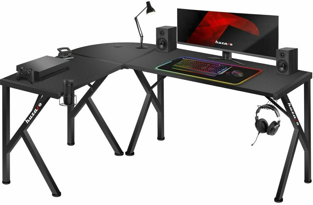 Γωνιακό Γραφείο Gaming Hero 6.3 Ξύλινο Μαύρο με Μεταλλικά Πόδια 154x117x74εκ. 2