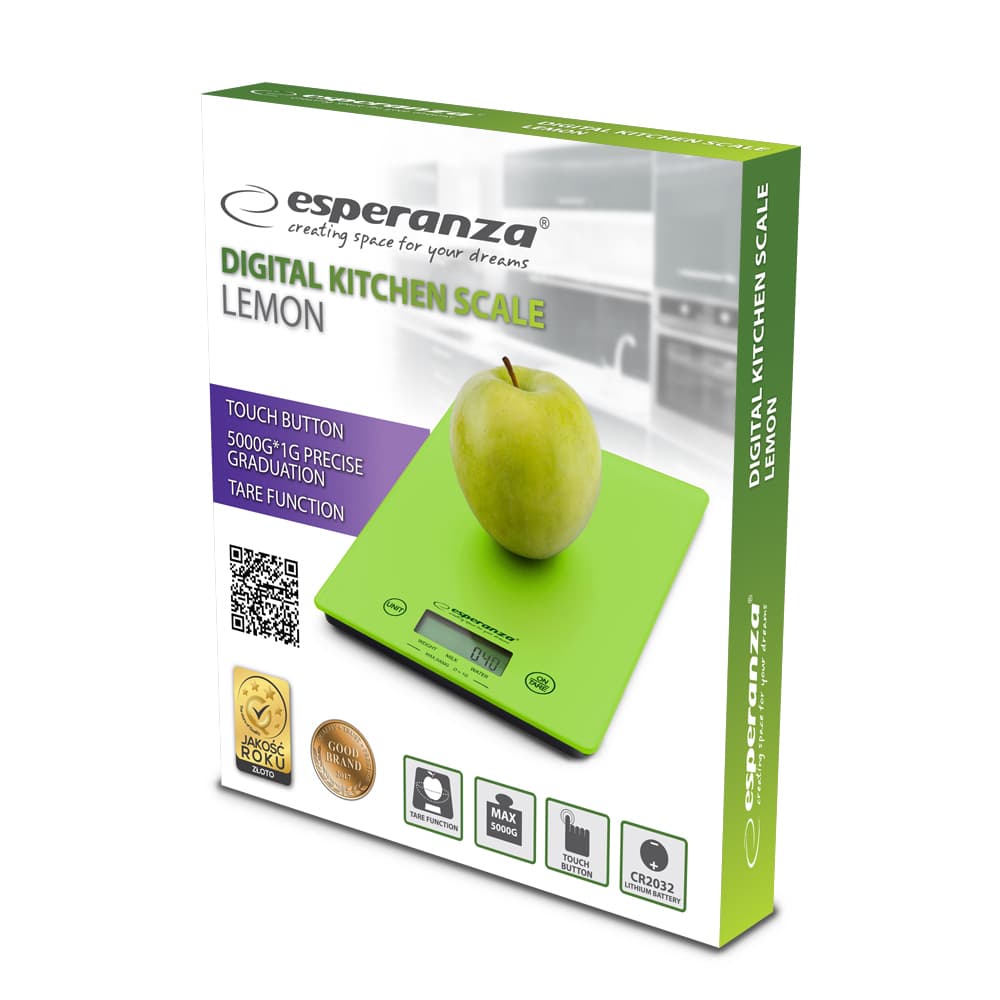 Esperanza Lemon Ψηφιακή Ζυγαριά Κουζίνας έως 5kg Green Yellow EKS002G 7