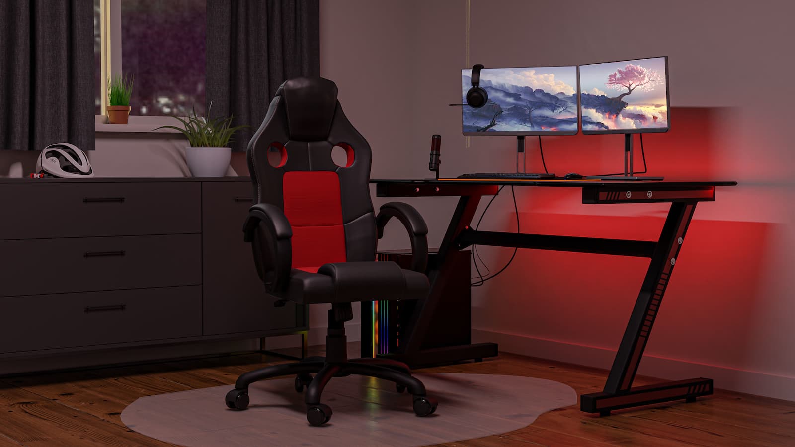 Topeshop Enzo Καρέκλα Gaming Δερματίνης Red - Black 2