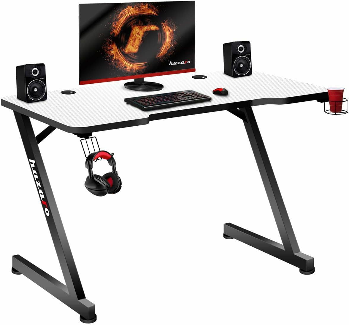 Γραφείο Gaming Hero 2.5 Ξύλινο Λευκό με Μεταλλικά Πόδια & LED 120x60x75εκ. 2