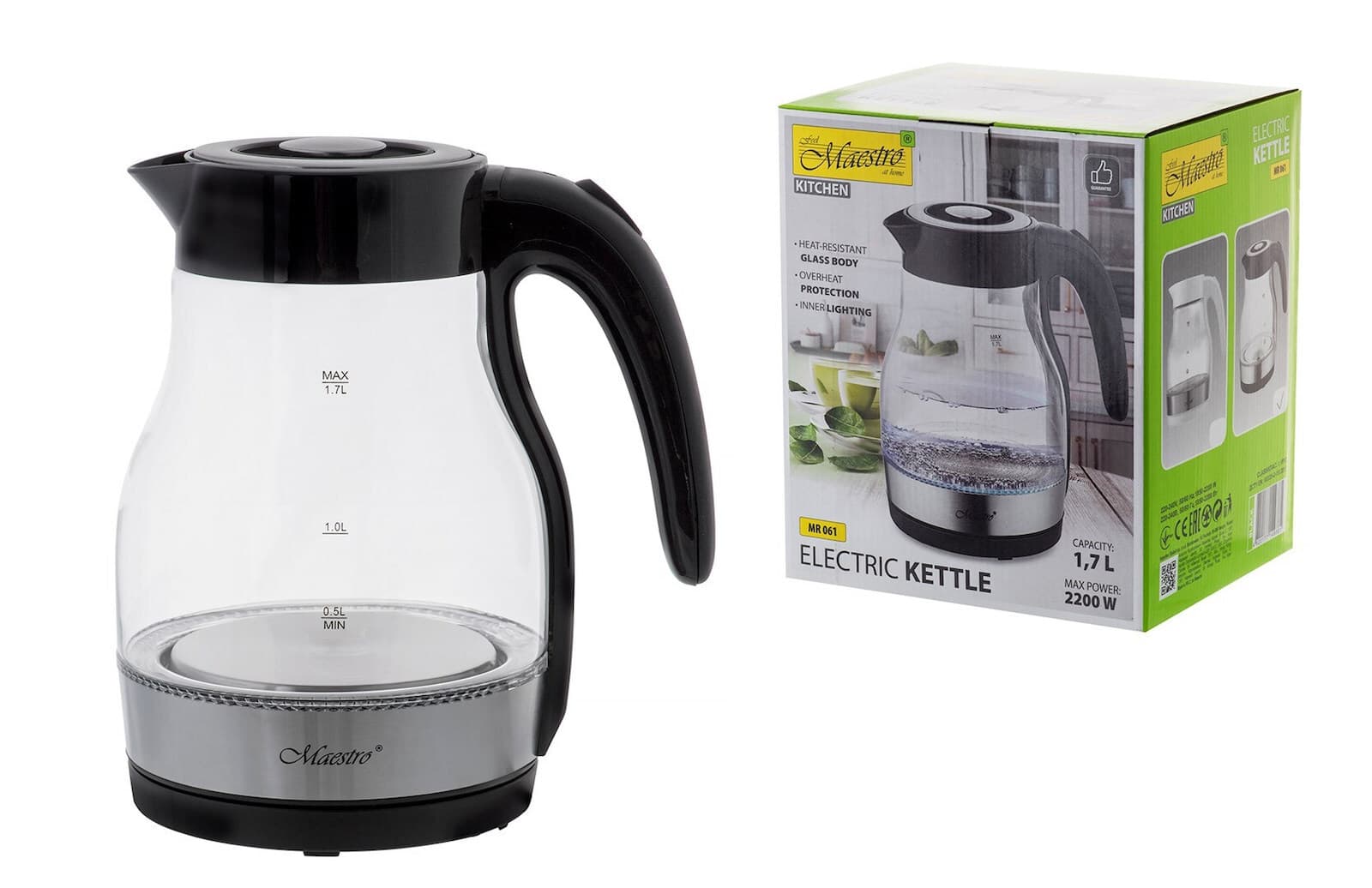 Maestro Βραστήρας 1.7lt 2000W Μαύρος MR-061-BLACK 2