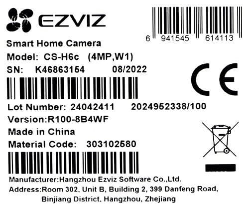 Ezviz CS-H6c-R100-8B4WF IP Κάμερα Παρακολούθησης Wi-Fi Full HD+ 4MP με Φακό 4mm 5