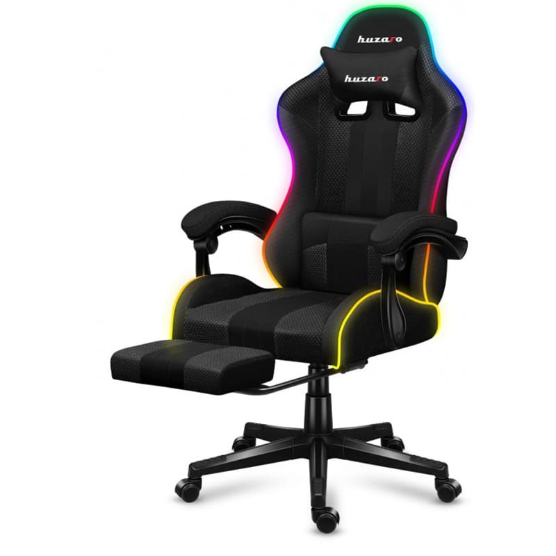 Huzaro Force 4.7 Καρέκλα Gaming Δερματίνης με RGB Φωτισμό και Υποπόδιο Grey Mesh 4