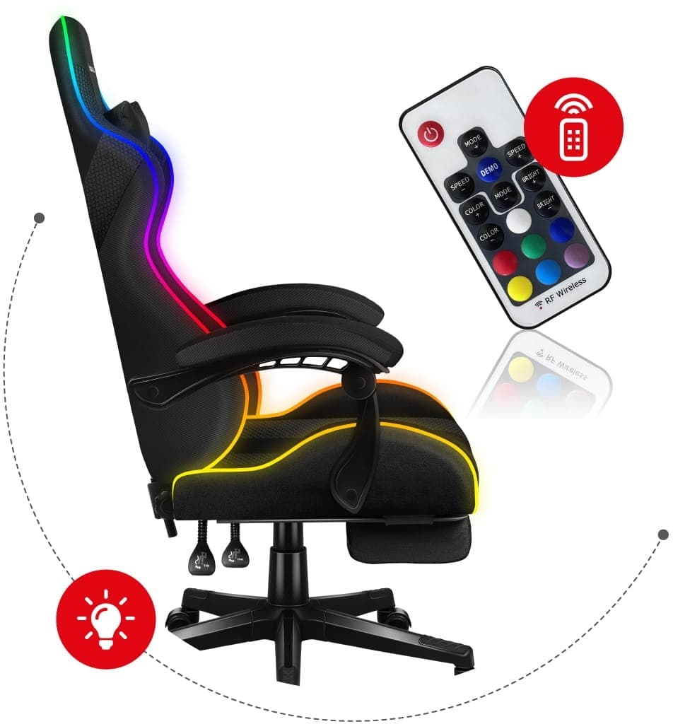 Huzaro Force 4.7 Καρέκλα Gaming Δερματίνης με RGB Φωτισμό και Υποπόδιο Grey Mesh 3
