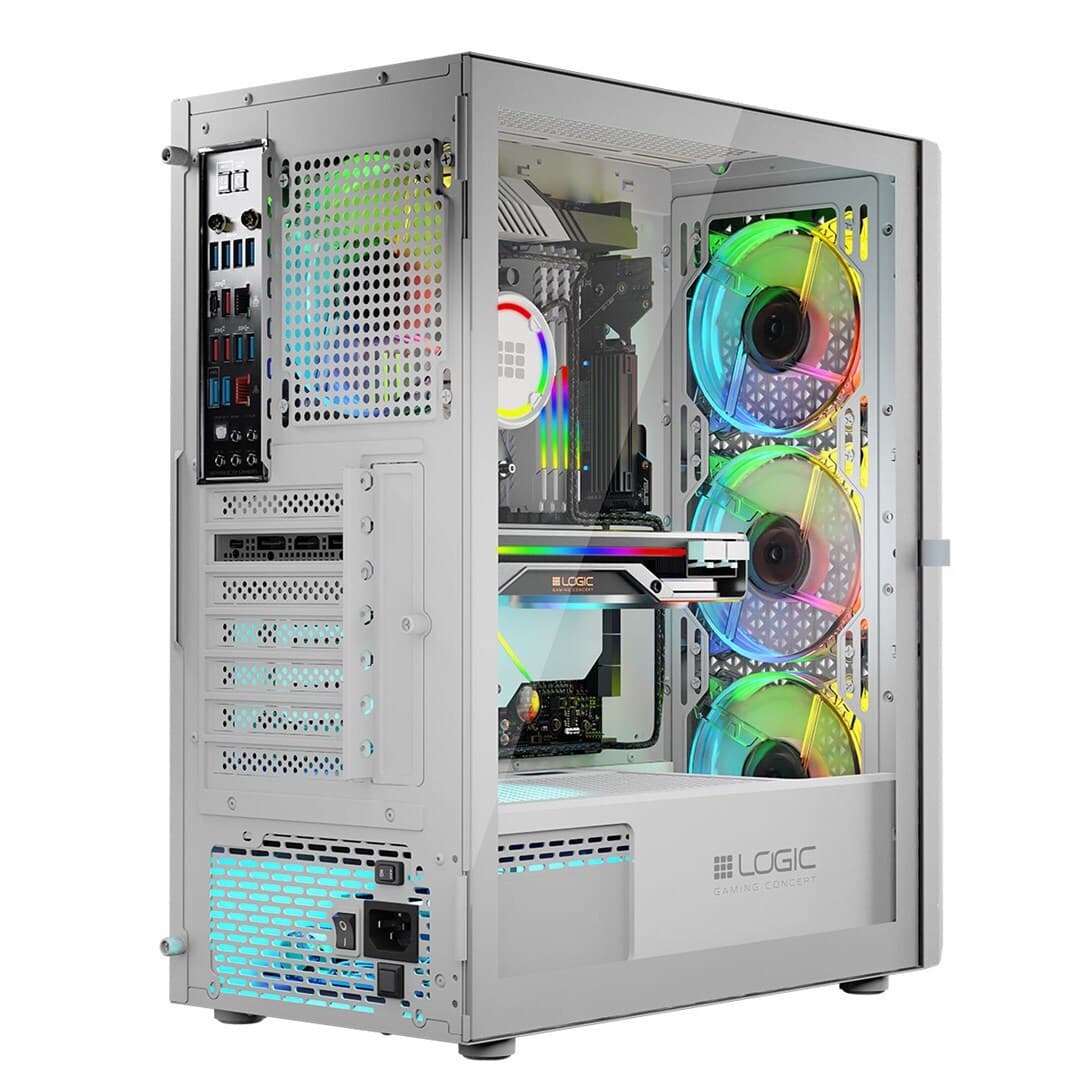 Logic Aramis ARGB Gaming Midi Tower Κουτί Υπολογιστή με Πλαϊνό Παράθυρο Λευκό 3