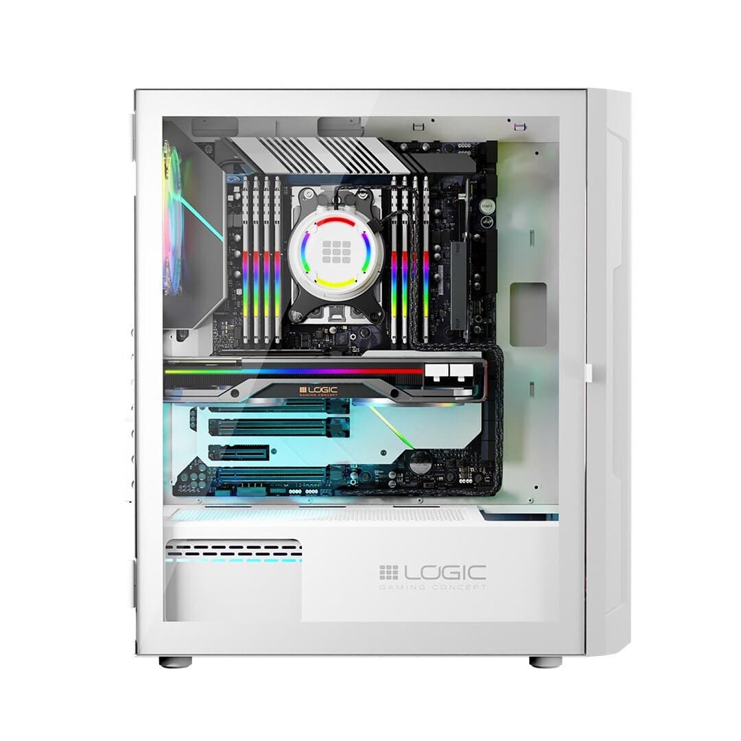 Logic Aramis ARGB Gaming Midi Tower Κουτί Υπολογιστή με Πλαϊνό Παράθυρο Λευκό 11
