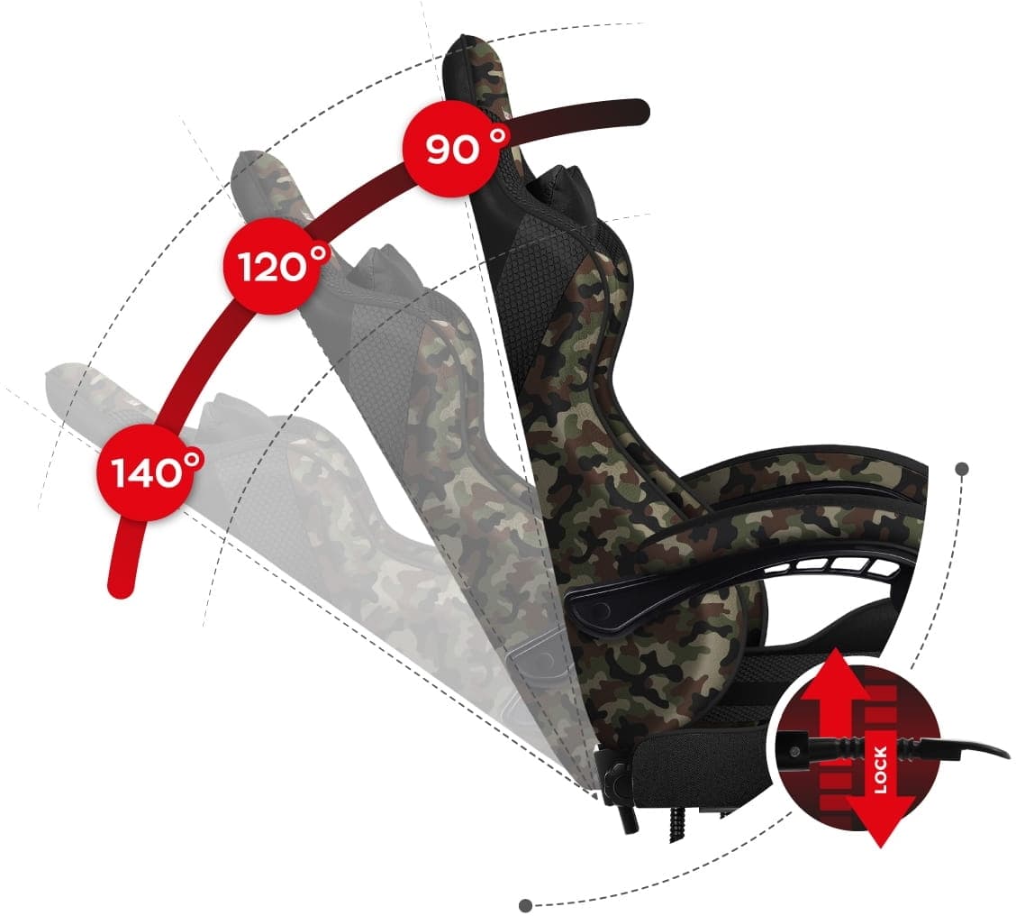 Huzaro Force 4.7 Καρέκλα Gaming Δερματίνης με Υποπόδιο Camo 5