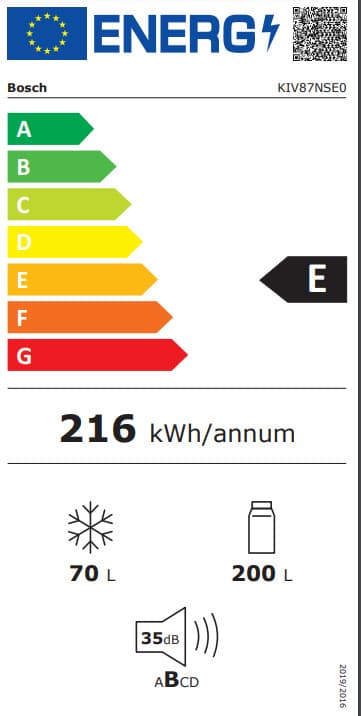 Bosch Εντοιχιζόμενος Ψυγειοκαταψύκτης 270lt Υ177.2xΠ54.1xΒ54.8εκ. Λευκός KIV87NSE0 8