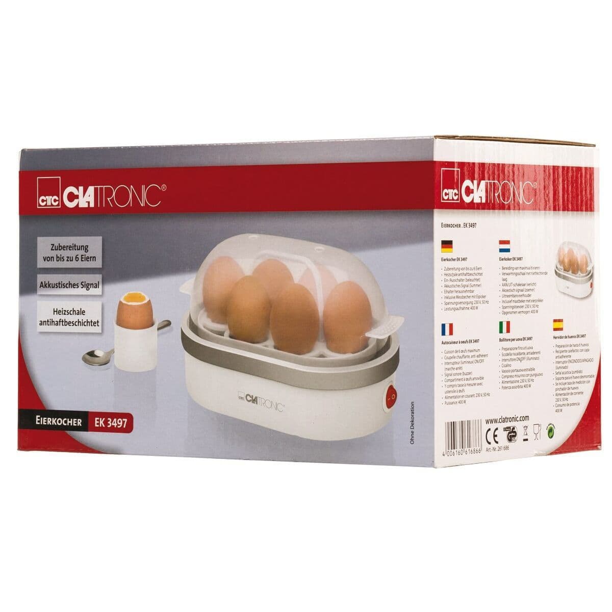 Clatronic 261686 Βραστήρας Αυγών 6 Θέσεων 400W Λευκός 3