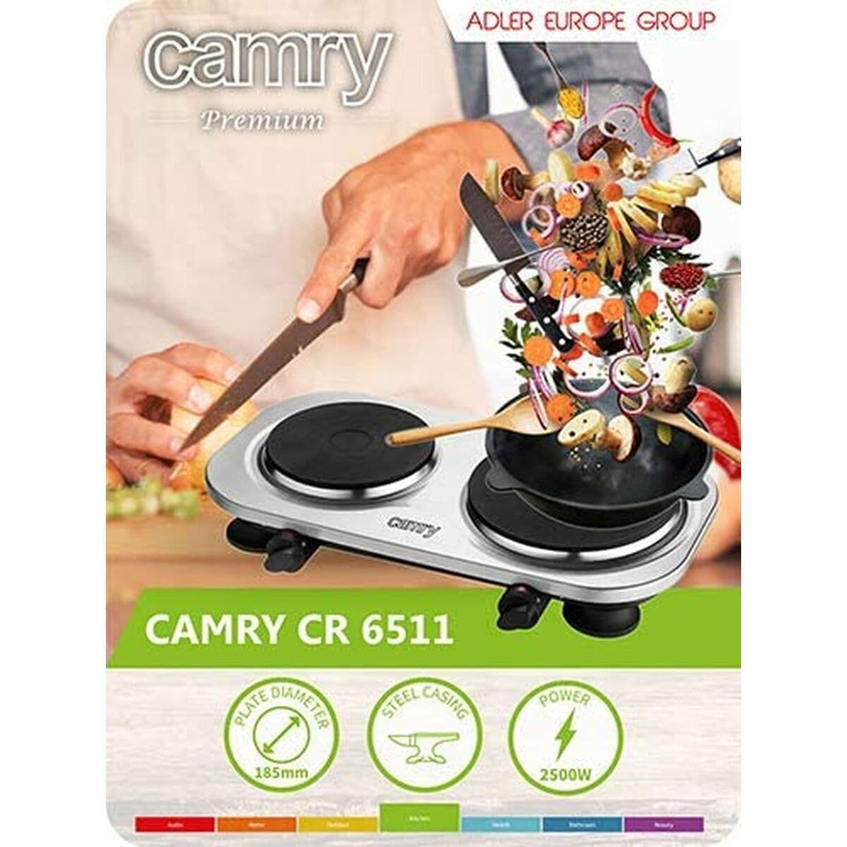 Camry CR6511 Επιτραπέζια Εστία Εμαγιέ Διπλή Inox 7
