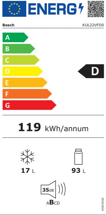Bosch Εντοιχιζόμενο Mini Bar 110lt Υ82xΠ59.8xΒ54.8εκ. Λευκό KUL22VFD0 11