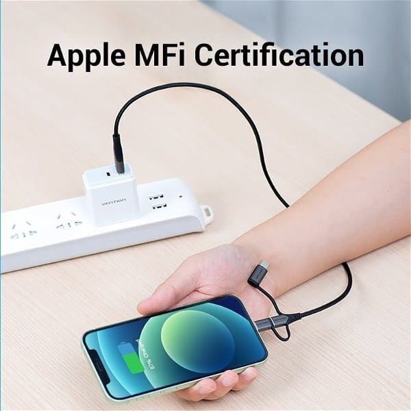 Vention Braided USB to micro USB / Type-C / Lightning Cable 2A Γκρι 1m CQJHF 4