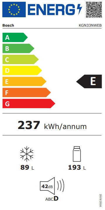 Bosch Ψυγειοκαταψύκτης 282lt Total NoFrost Υ176xΠ60xΒ66εκ. Λευκός KGN33NWEB 7