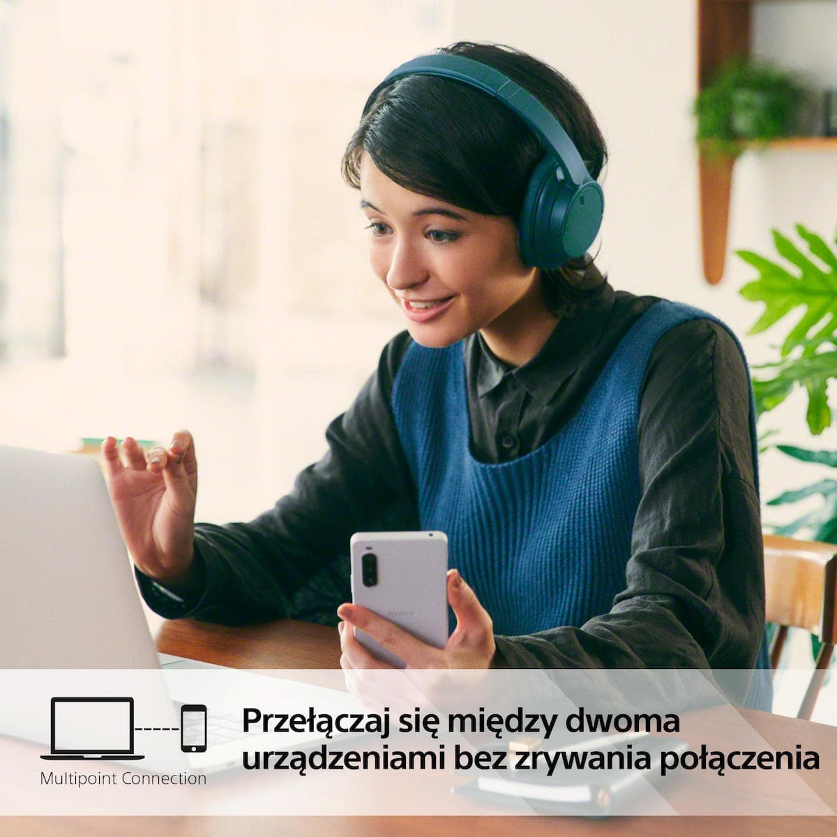 Sony WH-CH720N Ασύρματα / Ενσύρματα Over Ear Ακουστικά με 35 ώρες Λειτουργίας και Quick Charge Μπλε 5