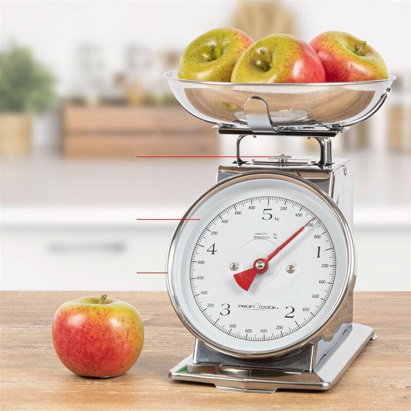 Profi Cook Αναλογική Ζυγαριά Κουζίνας με Κάδο έως 5kg Γκρι 10