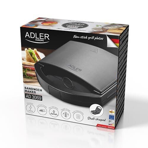 Adler Τοστιέρα για 2 Τοστ 1000W Μαύρη AD 3069 4