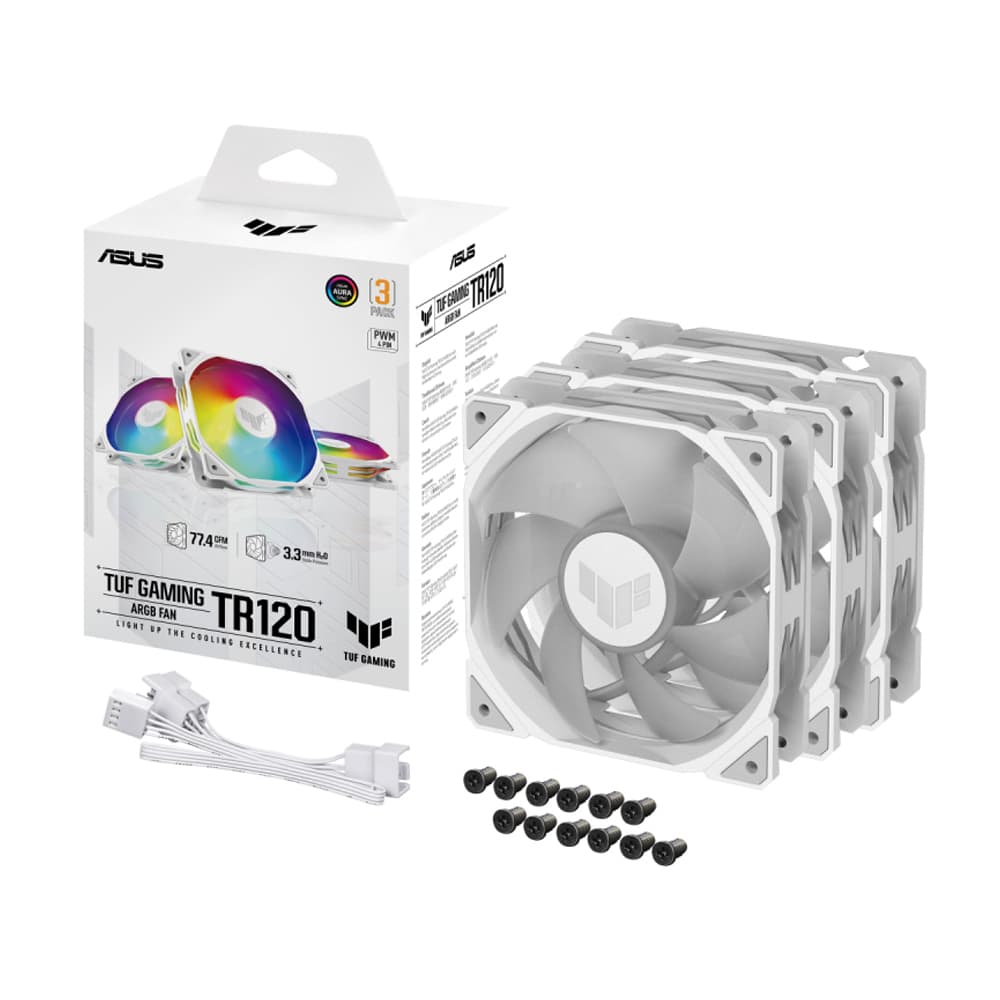 Asus TUF Gaming TR120 Case Fan (2000rpm) με ARGB Φωτισμό και Σύνδεση 4-Pin PWM 3τμχ Λευκό 4