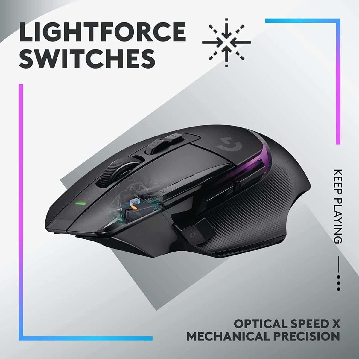 Logitech G502 X Plus Ασύρματο RGB Gaming Ποντίκι 25600 DPI Μαύρο 8