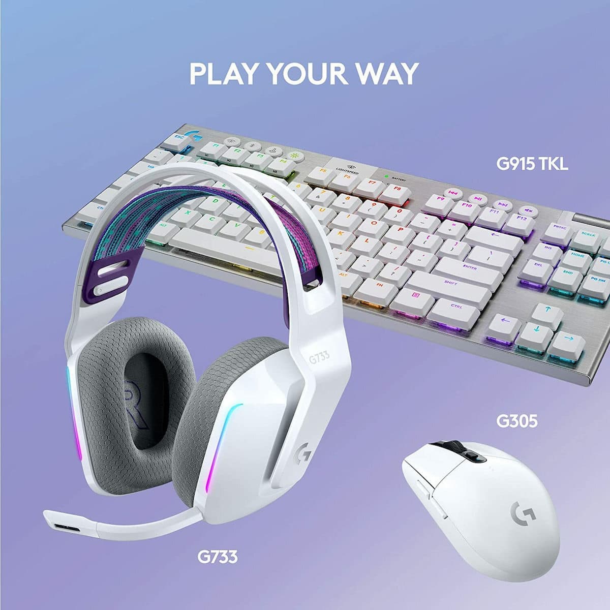 Logitech G733 Ασύρματο Over Ear Gaming Headset με σύνδεση USB Λευκό 12