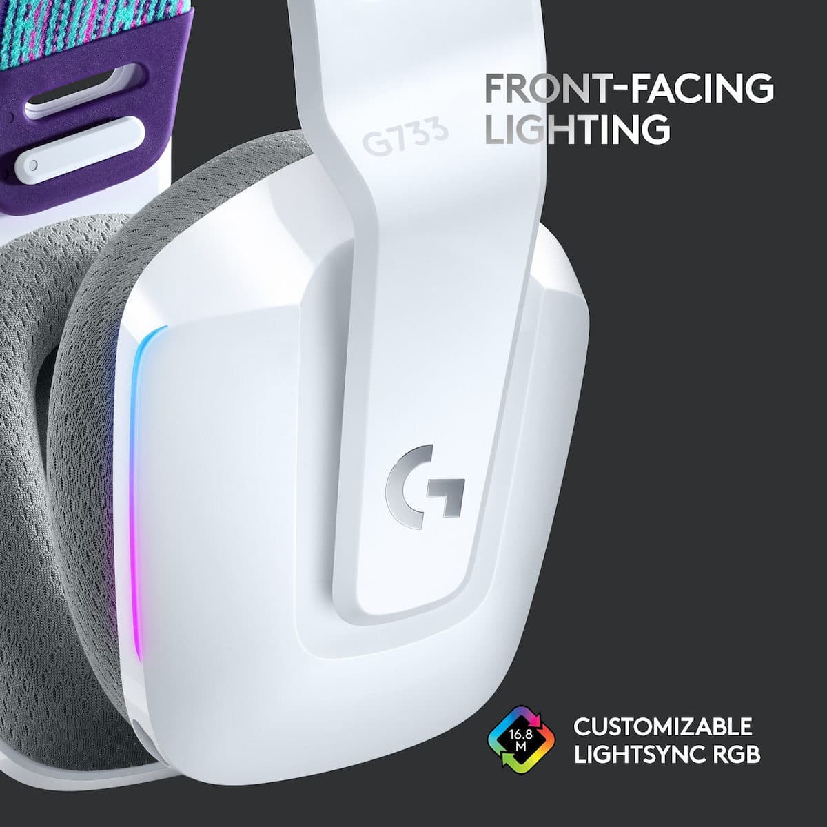 Logitech G733 Ασύρματο Over Ear Gaming Headset με σύνδεση USB Λευκό 7