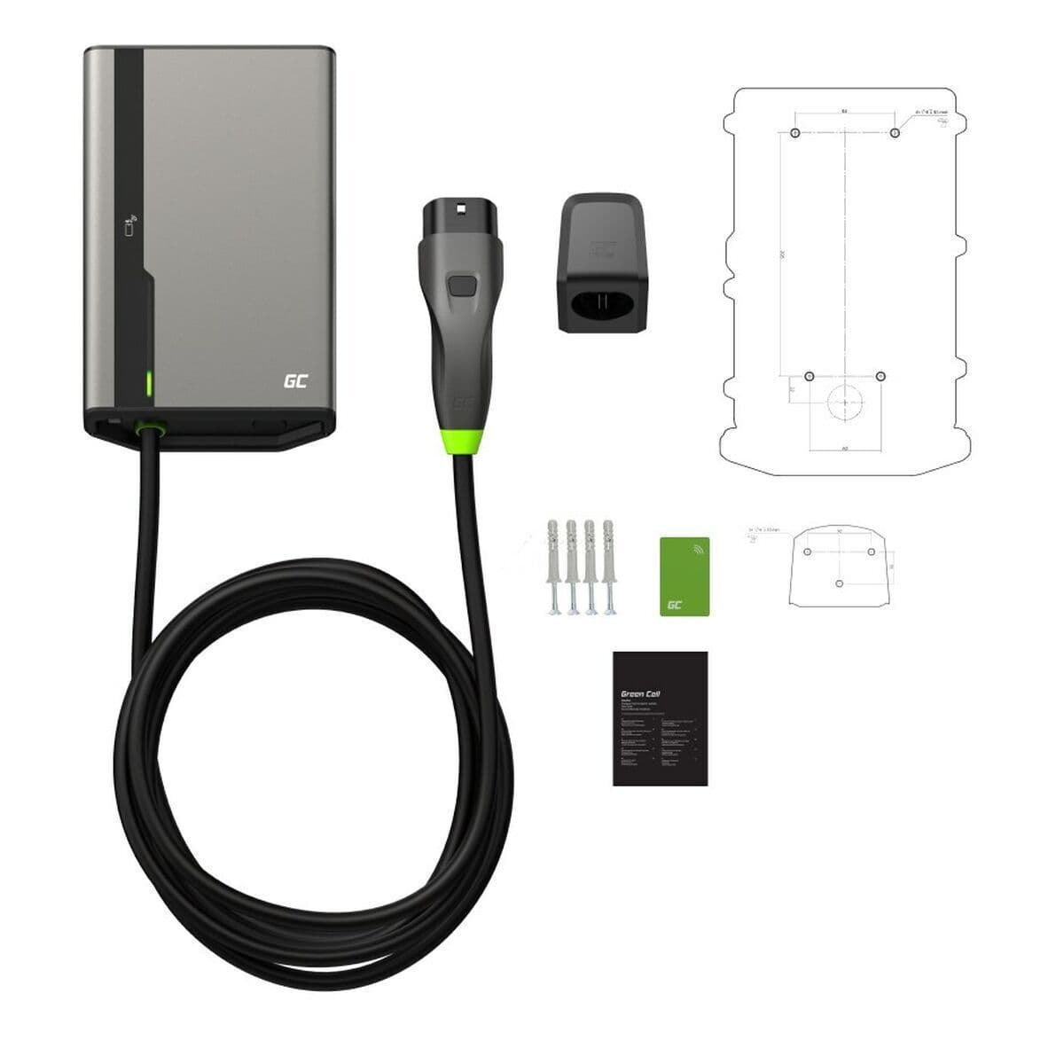 Green Cell Επιτοίχιος Μονοφασικός Φορτιστής 22kW με Ενσωματωμένο Καλώδιο 7.5m Type 2 (EVGC021A2275) 5