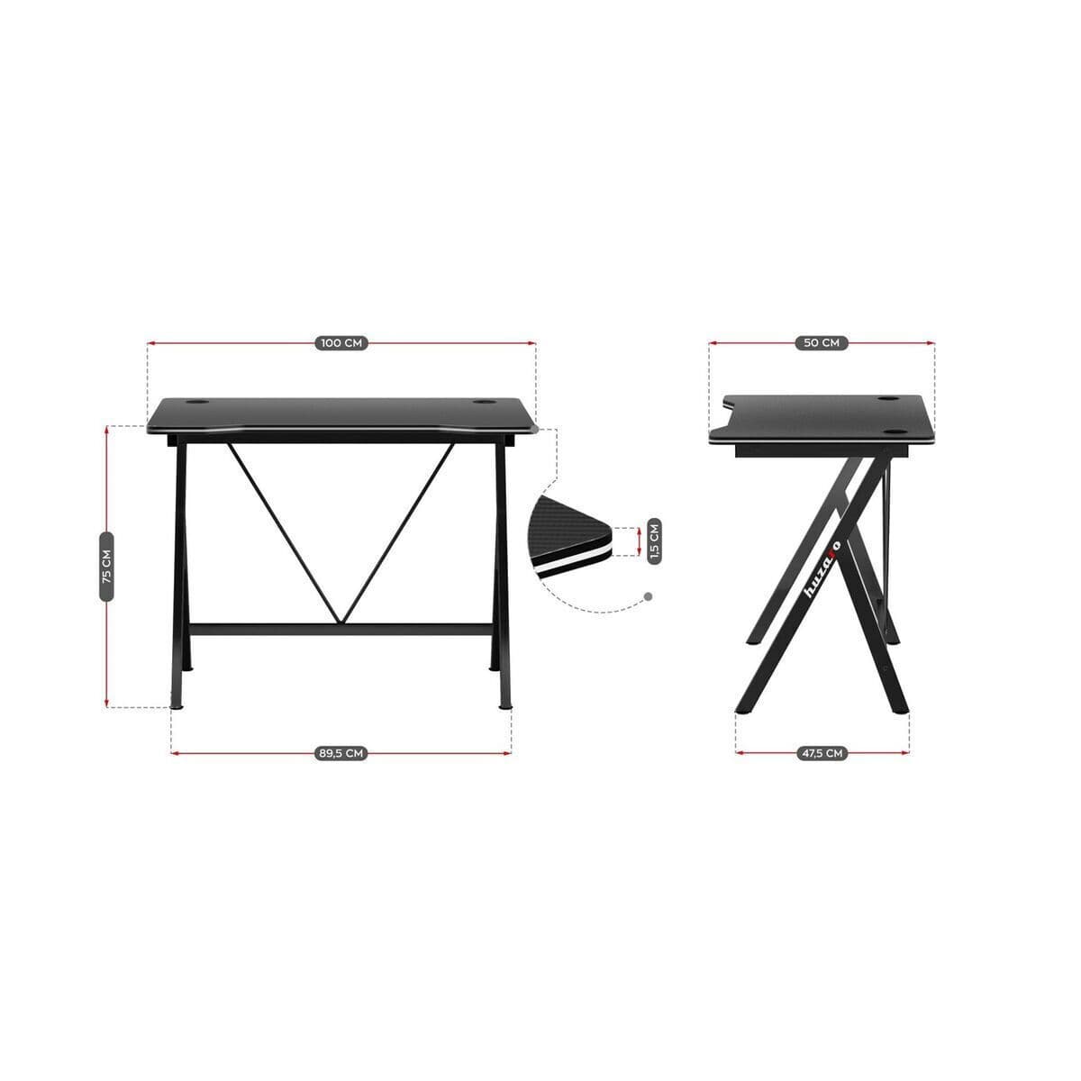 Γραφείο Gaming Hero 1.4 Ξύλινο Black με Μεταλλικά Πόδια 100x50x75εκ. 6