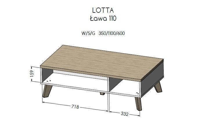 Ορθογώνιο Κεντρικό Τραπεζάκι Lotta 110 Ξύλινο White / Sonoma Oak Μ110xΠ60xΥ35εκ. 4