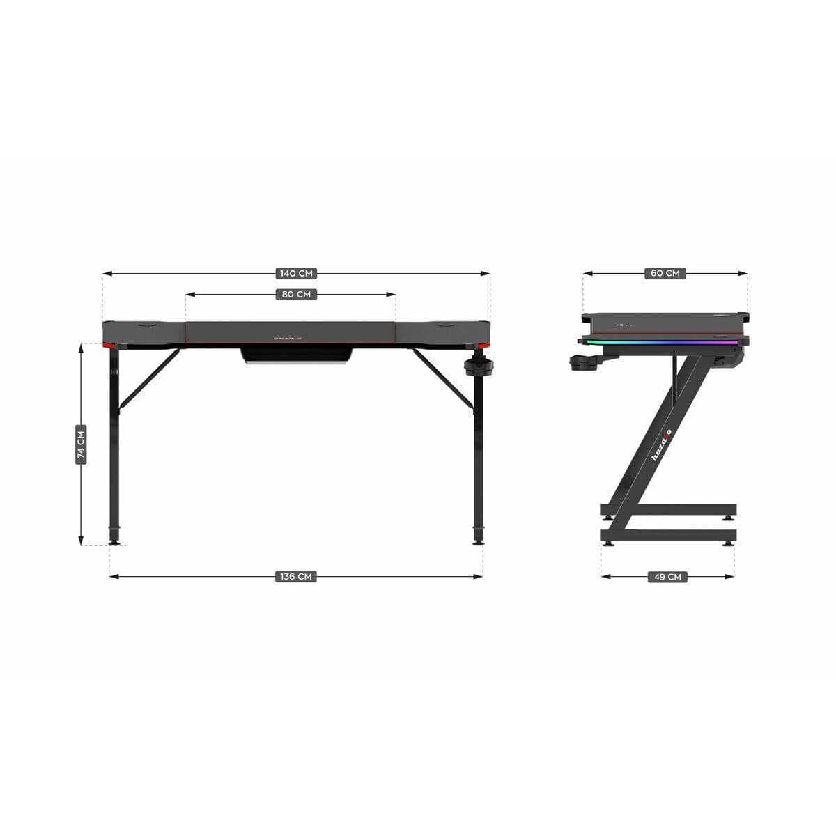Γραφείο Hero 3.3 RGB Ξύλινο Μαύρο με LED 140x60x74εκ. 6