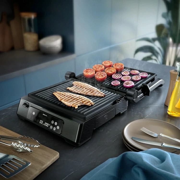 Philips Τοστιέρα Γκριλιέρα με Αποσπώμενες Πλάκες 2200W Μαύρη HD6307/70 3