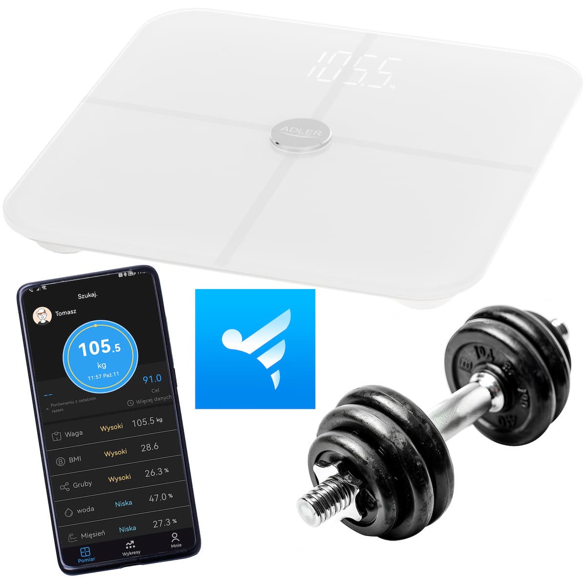 Adler Ψηφιακή Ζυγαριά 180kg Λευκή AD 8187 2