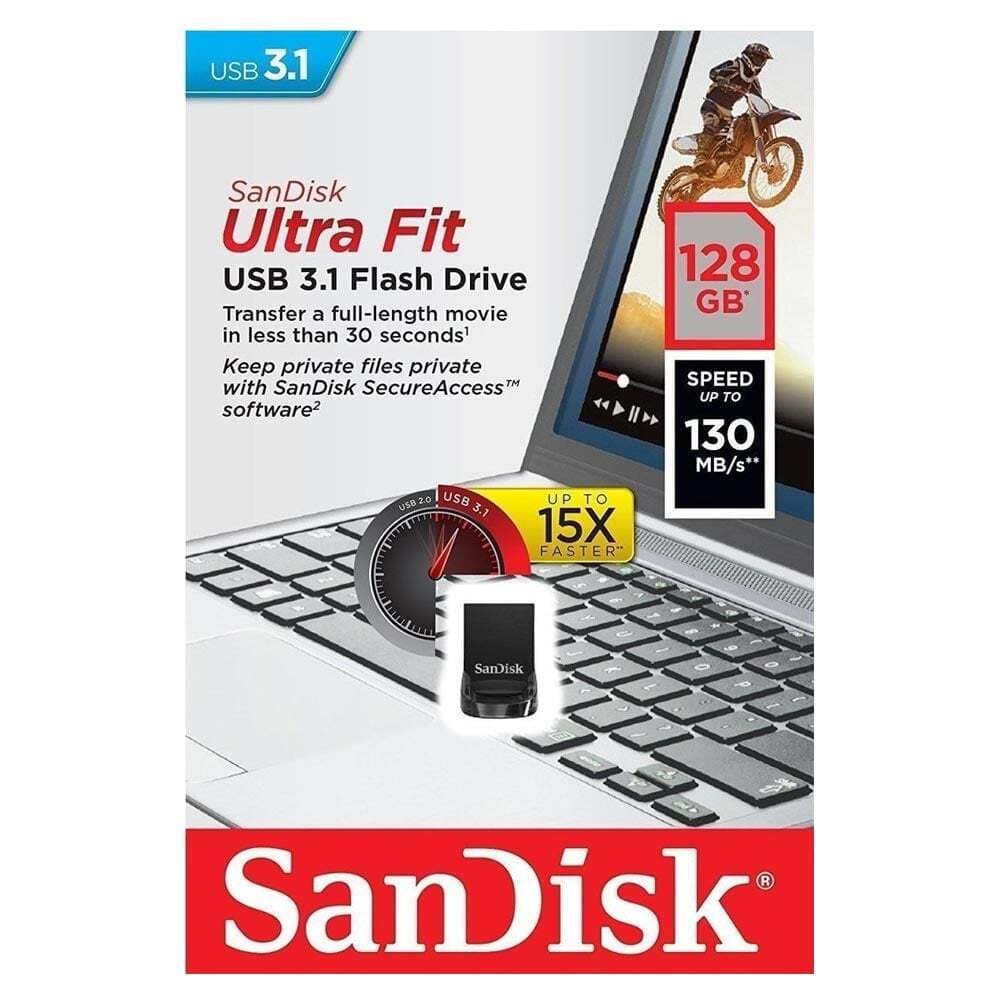 Sandisk Ultra Fit 128GB USB 3.1 Stick Μαύρο 5
