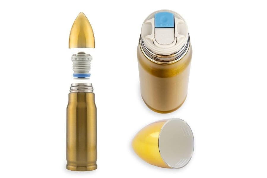 Bullet Brass Μπουκάλι Θερμός Ανοξείδωτο / Πλαστικό 350ml Brass GAD03006 3