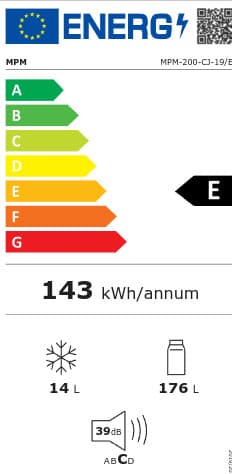 MPM Μονόπορτο Ψυγείο 190lt Υ122xΠ55xΒ56.5εκ. Inox MPM-200-CJ-19/E 2