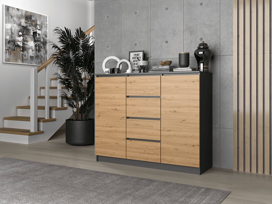 Μπουφές Ξύλινος με Συρτάρια Anthracite 120x40x97cm 3