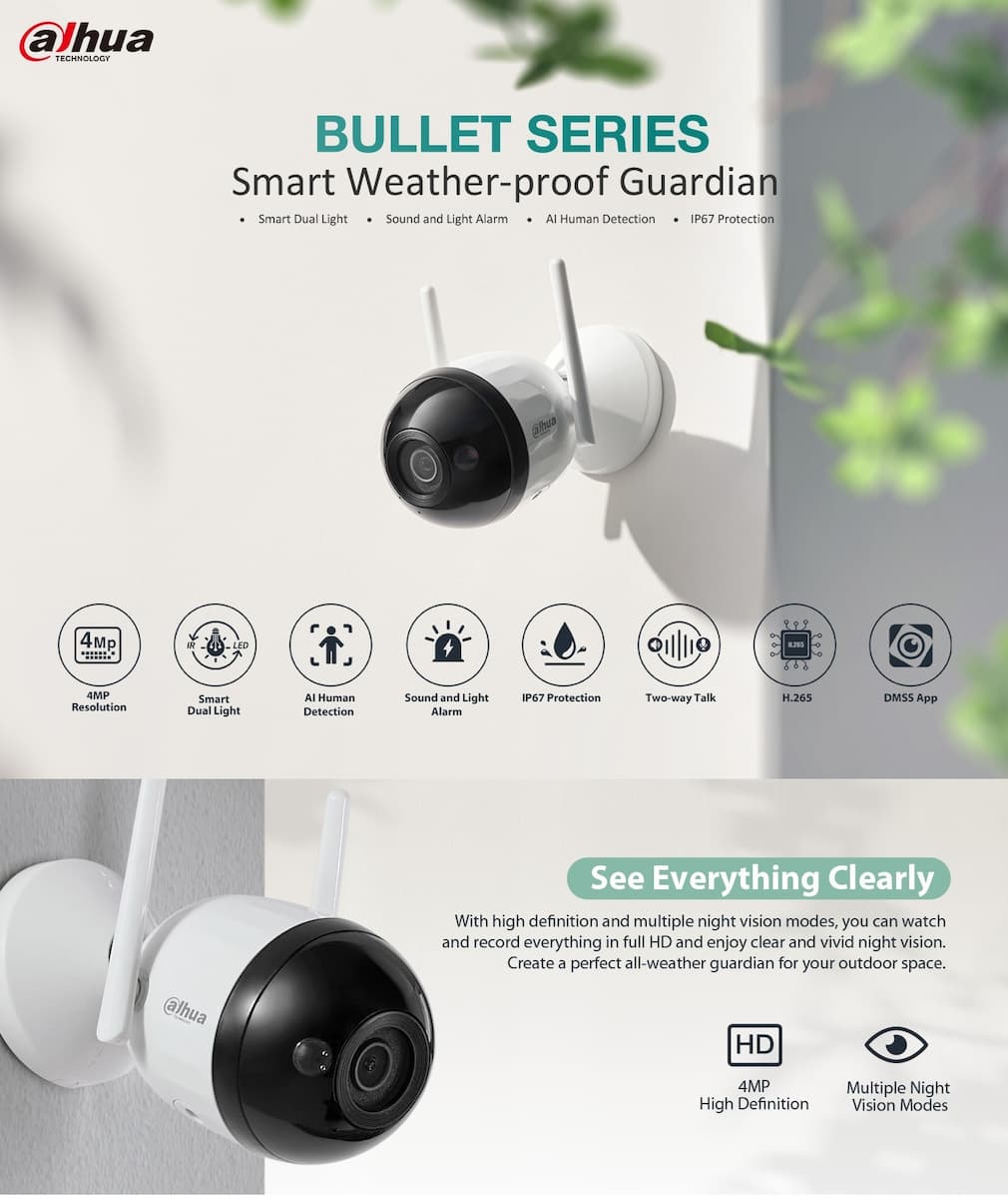 Dahua DH-F4C-PV IP Κάμερα Παρακολούθησης Wi-Fi Full HD+ 4MP Αδιάβροχη με Αμφίδρομη Επικοινωνία και Φακό 2.8mm 3