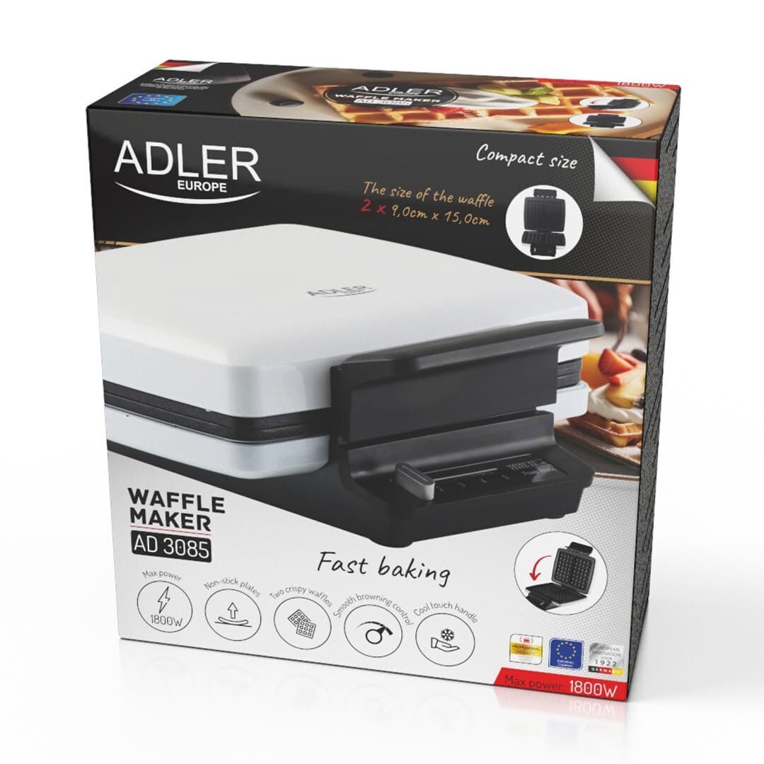 Adler Τοστιέρα για 2 Τοστ 1200W Λευκή AD 3085 7