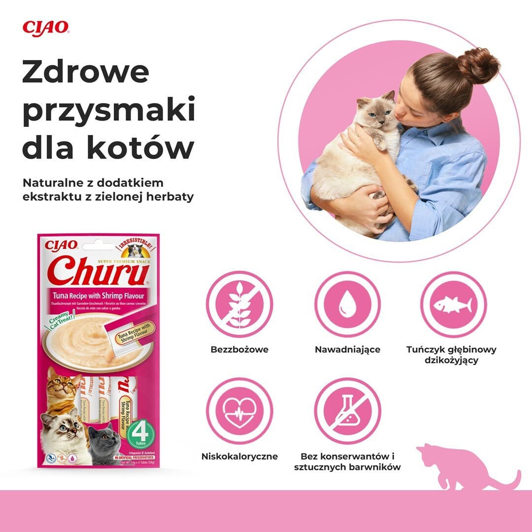 Inaba Churu Tuna Λιχουδιές με Κοτόπουλο Shrimp για Ενήλικες Γάτες 4τμχ 14gr EU115 4