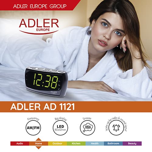 Adler AD-1211 Επιτραπέζιο Ψηφιακό Ρολόι LED με Ξυπνητήρι & Ραδιόφωνο Μαύρο AD 1211 9