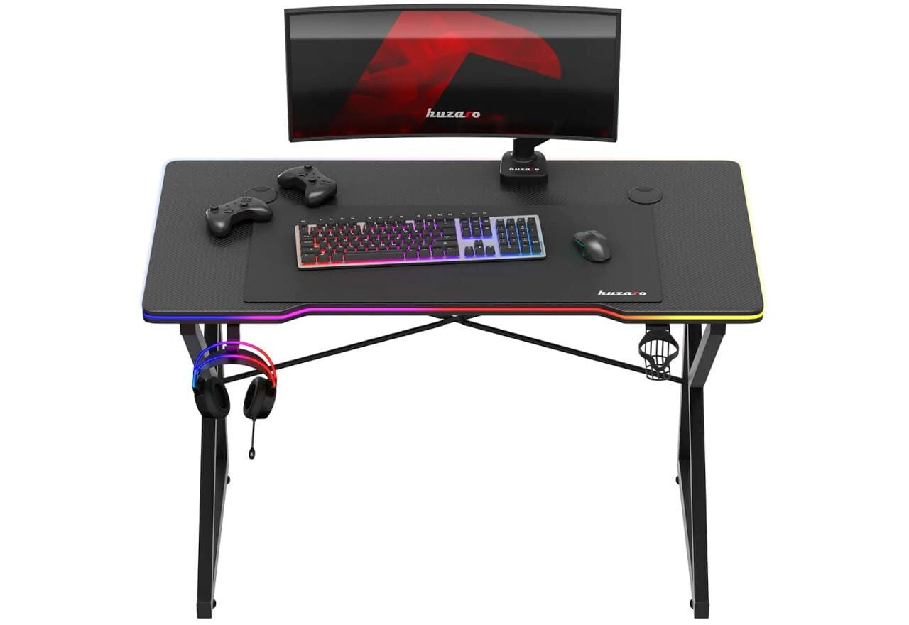 Γραφείο Gaming Hero Ξύλινο Black με LED 120x60x75εκ. 5