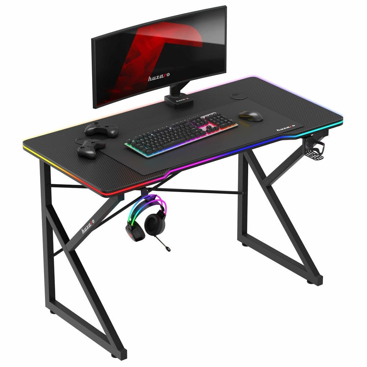 Γραφείο Gaming Hero Ξύλινο Black με LED 120x60x75εκ. 2