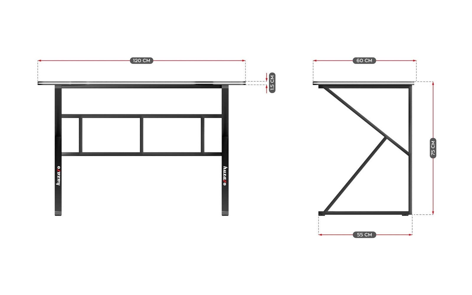 Γραφείο Gaming Hero 1.6 Ξύλινο Black 120x60x77εκ. HZ-Hero 1.6 Black 6