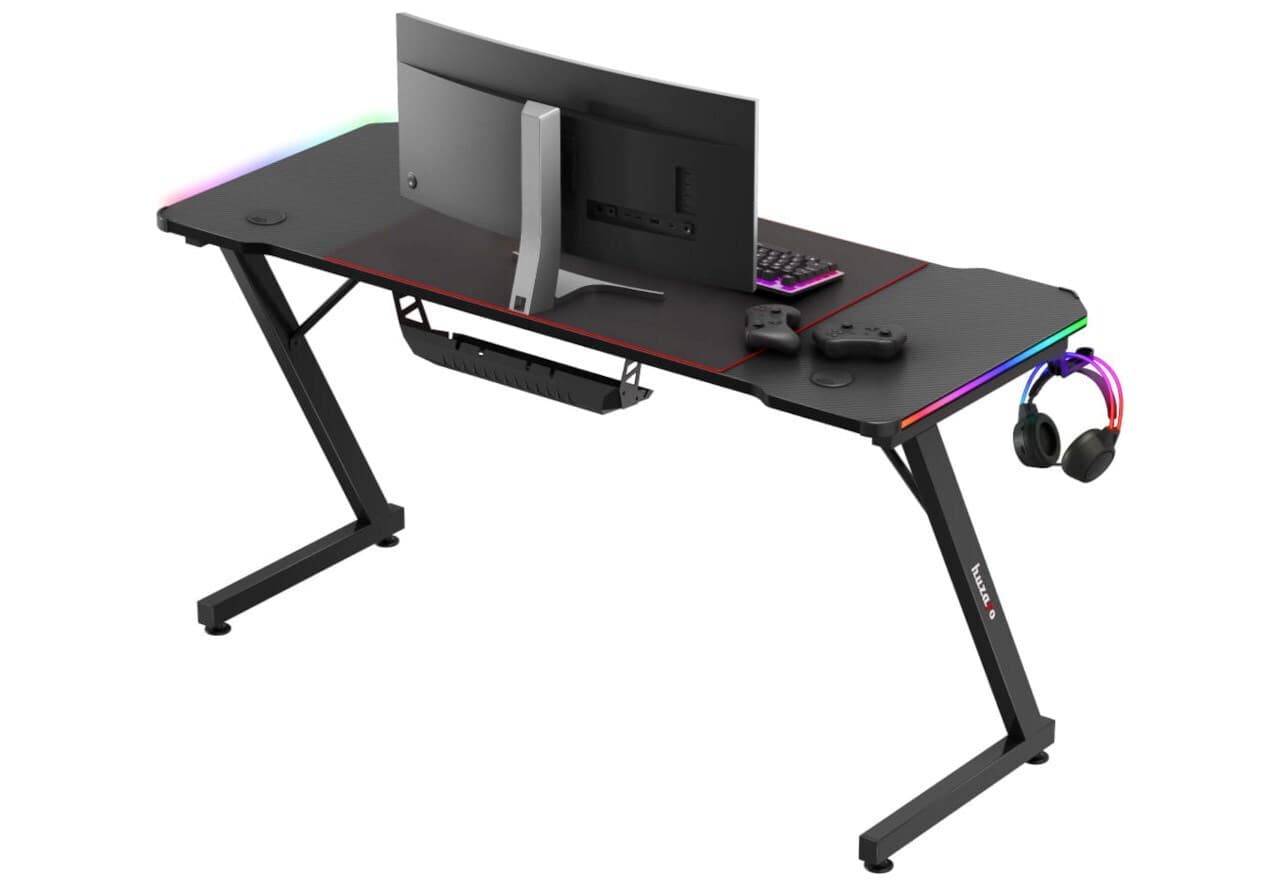 Γραφείο Hero 3.3 RGB Ξύλινο Μαύρο με LED 140x60x74εκ. 4