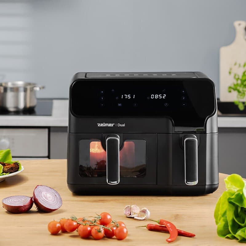 Zelmer Air Fryer με Διπλό Αποσπώμενο Κάδο 9lt Μαύρο ZAF9000 11