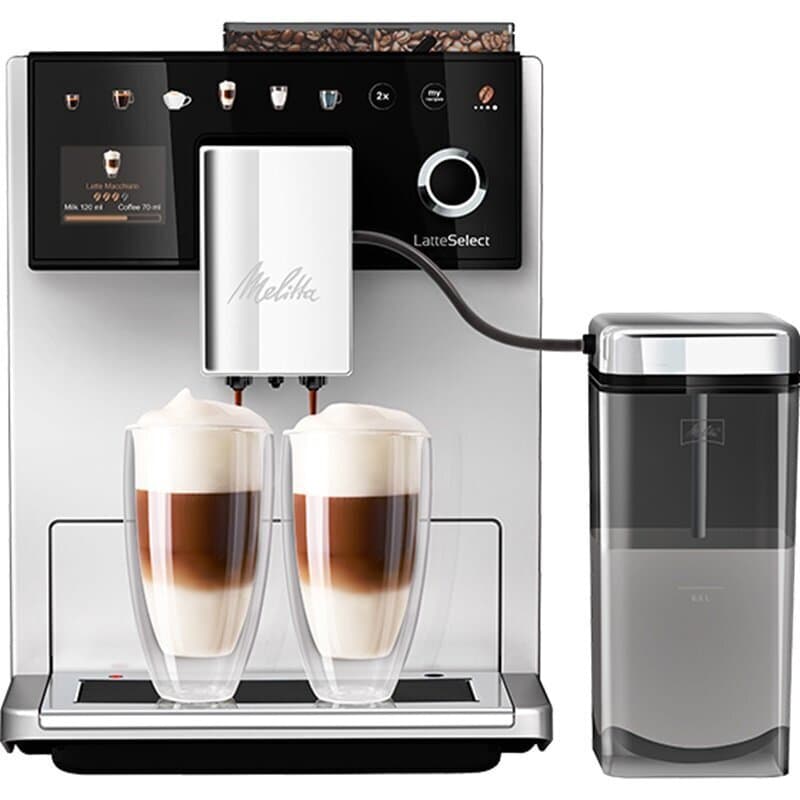 Melitta LatteSelect Αυτόματη Μηχανή Espresso 1400W Πίεσης 15bar για Cappuccino με Μύλο Άλεσης Ασημί F63/0-211 3