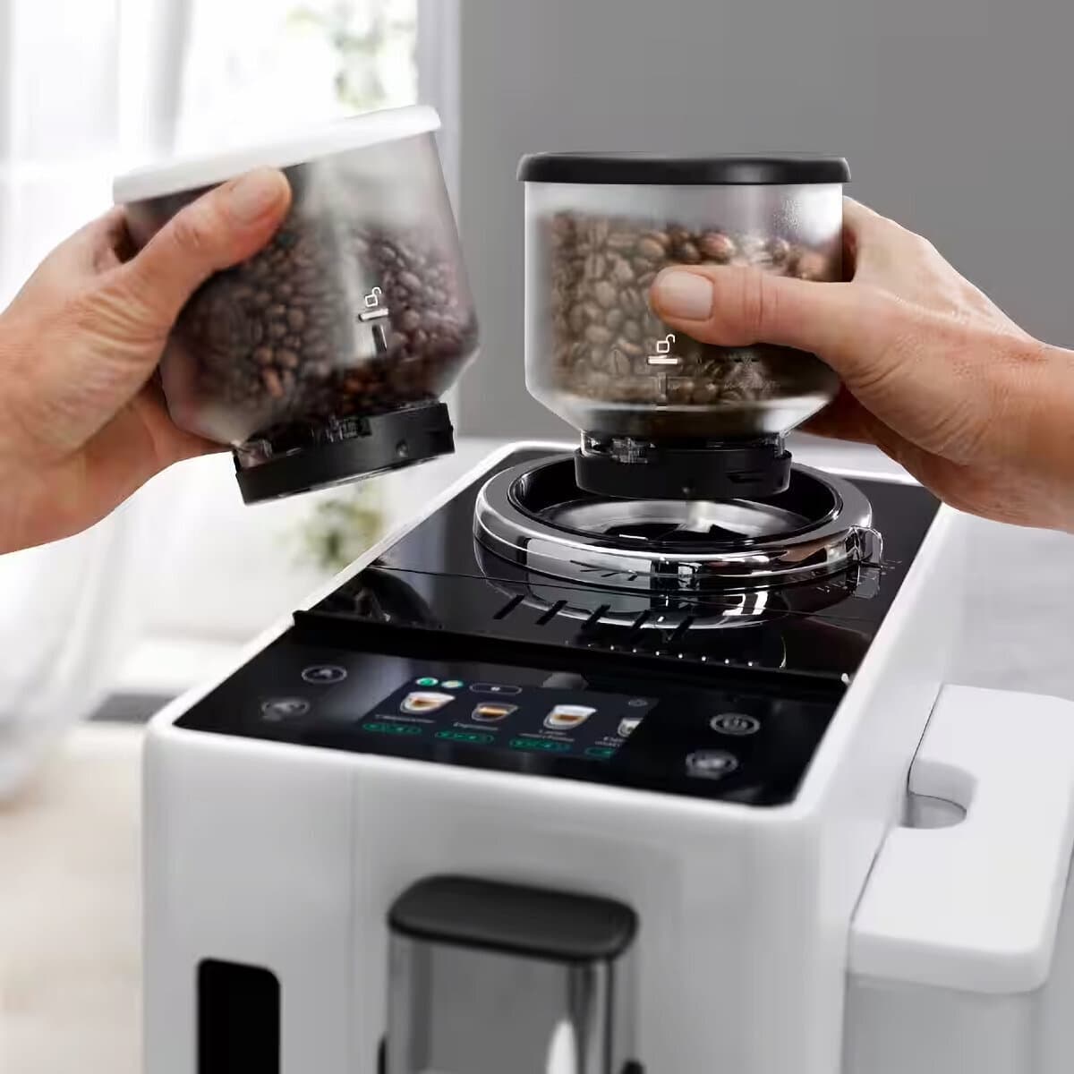 De'Longhi Rivelia Αυτόματη Μηχανή Espresso 1450W Πίεσης 19bar για Cappuccino με Μύλο Άλεσης Λευκή EXAM440.55.W 7